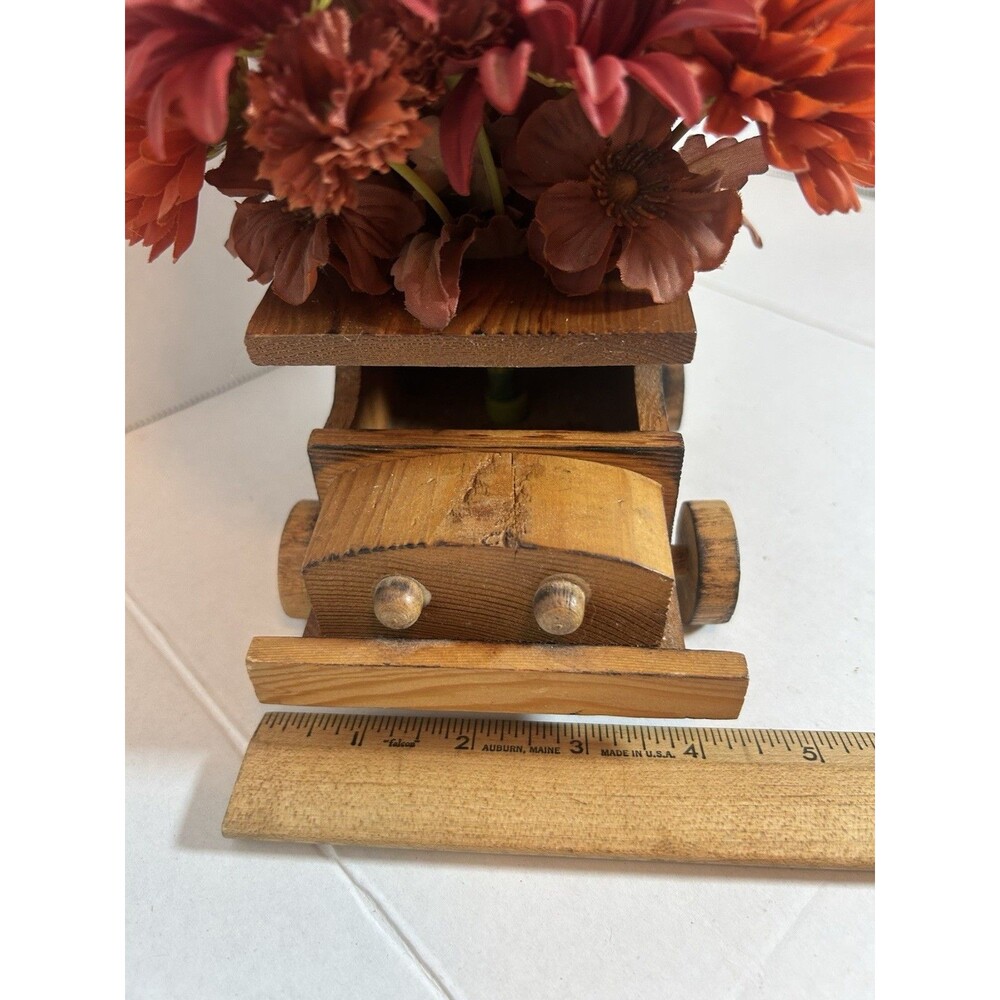 Vtg Handmade Wooden Truck Planter Vase Rustic Folk Art Decor Cabincore Grandpa - Picture 11 of 13